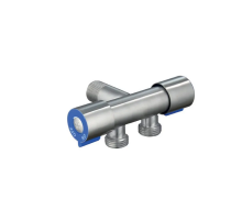 Кран для підключення сантехприладів Mixxus VAL-11-1/2x1/2x1/2 з нерж. сталі SUS304 (синій) (MI6219)