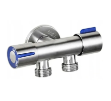 Кран для подключения сантехприборов Mixxus VAL-11-1/2x1/2x1/2 с нерж. стали SUS304 (синий) (MI6219)