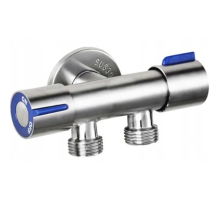 Кран для подключения сантехприборов Mixxus VAL-11-1/2x1/2x1/2 из нержавеющей стали SUS304 (синий) (M