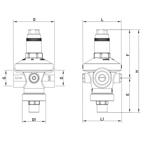 Редуктор тиску Roho R1203-050 - 1/2" ВВ, PN16 (1,5-7 бар) мембранний (RO0147) Редуктор тиску Roho R1203-050 - 1/2" ВВ, PN16 (1,5-7 бар) мембранний (RO0147)