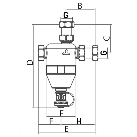 Сепаратор шлама с магнитом для котла Roho R680-075N – 3/4" (никель) (RO0157)