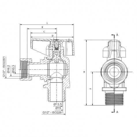 Кран шаровый Roho R116-050 -1/2