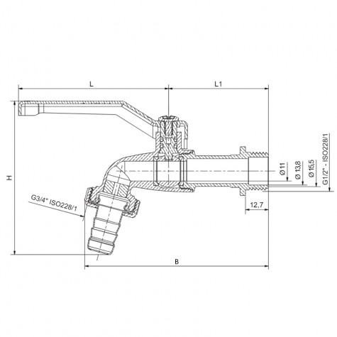 Кран садовый Roho R353-050-1/2" ручка "рычаг" красная (RO0239) Кран садовый Roho R353-050-1/2" ручка "рычаг" красная (RO0239)