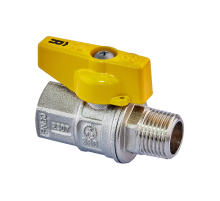 Кран шаровой ГАЗ, ручка "бабочка" желтая Roho R111-050G - 1/2" ВЗ (RO0241)