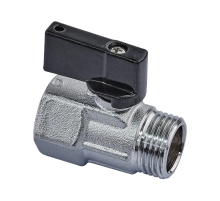 Кран шаровой MINI, Roho R380-050 - 1/2" ВЗ ручка "бабочка" черная (RO0246)