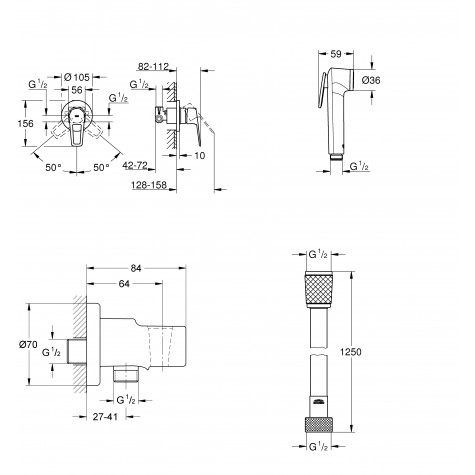 Комплект гігієнічного душу Grohe BauLoop New (UA11104201)