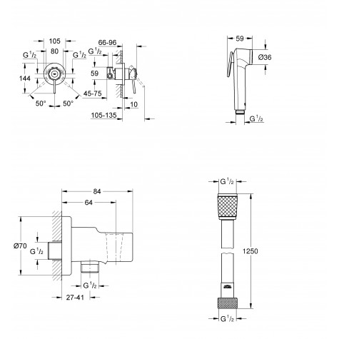 Комплект гігієнічного душу Grohe BauClassic (UA11104801)