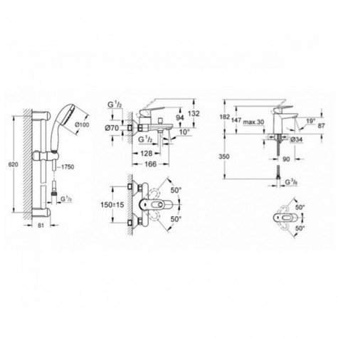 Набір змішувачів для ванни S-Size Grohe BauLoop (UA123214S1)