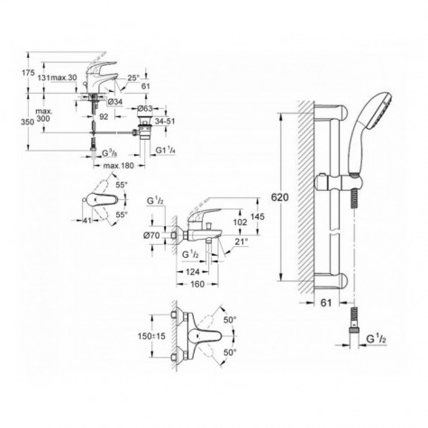 Набір для ванни 3 в 1 Grohe EX Euroeco (123226S0)