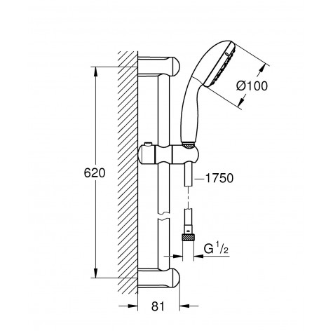 Душевой комплект 2в1 Grohe BauLoop UA26129002N (2334000+27598001) (UA26129002N)