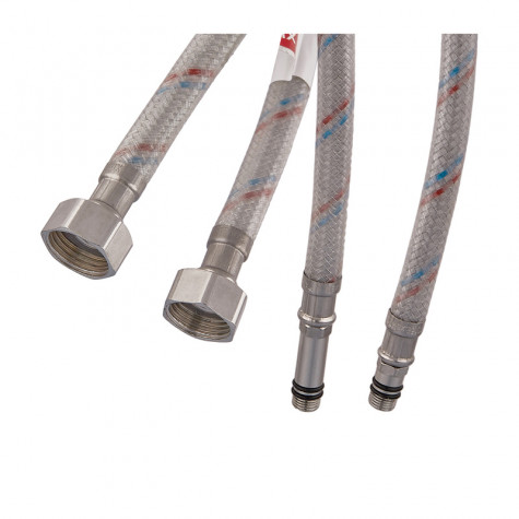 Гнучкі шланги для змішувача гайка 1/2'' - Штуцер M10 (120 см) 2 шт (силик. оболонка) Zerix (ZX3033)