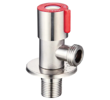 Кран для підключення сантехприладів Zerix VAL-02-1/2x1/2 з нерж. сталі (червоний) (ZX4938)