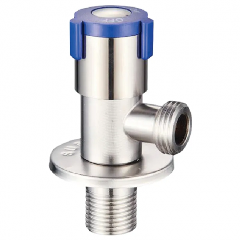 Кран для підключення сантехприладів Zerix VAL-06-1/2x1/2 з нерж.сталі SUS304 (синій) (ZX5099)