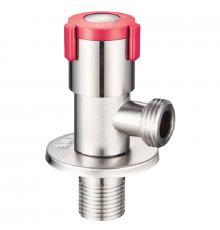 Кран для підключення сантехприладів Zerix VAL-07-1/2x1/2 з нерж.сталі SUS304 (червоний) (ZX5100)