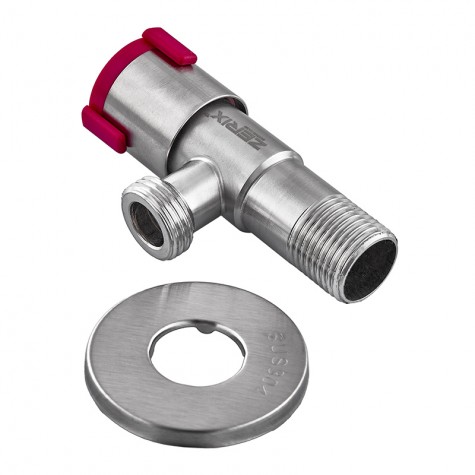 Кран для подключения сантехприборов Zerix VAL-07-1/2x1/2 из нерж.стали SUS304 (красный) (ZX5100) Кран для подключения сантехприборов Zerix VAL-07-1/2x1/2 из нерж.стали SUS304 (красный) (ZX5100)