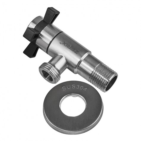 Кран для подключения сантехприборов Zerix VAL-09-1/2x1/2 с нерж.стали SUS304 (ZX5102) Кран для подключения сантехприборов Zerix VAL-09-1/2x1/2 с нерж.стали SUS304 (ZX5102)