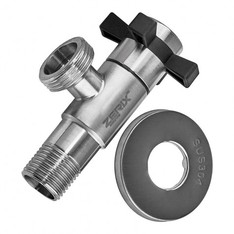 Кран для подключения сантехприборов Zerix VAL-10-1/2x3/4 с нерж.стали SUS304 (ZX5103) Кран для подключения сантехприборов Zerix VAL-10-1/2x3/4 с нерж.стали SUS304 (ZX5103)