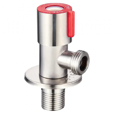 Кран для подключения сантехприборов с нерж. ст. SUS304 (красный) ZERIX VAL-02-1/2x1/2 (ZX5611)