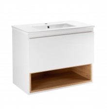 Комплект Qtap Robin 800х580х437 White/Whitish oak тумба підвісна + раковина урізна QT1372TPВ8001WWO