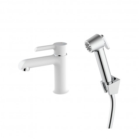 Змішувач для раковини Qtap Grand (з гігієнічним душем) QTGRA272CRW45671 Chrome/White