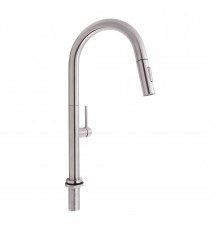 Змішувач для кухні Qtap Lenicka з висувним виливом QTLEN9138103UN Brushed Nickel PVD