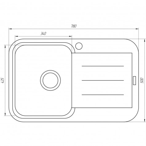 Гранітна мийка Globus Lux OBER чорний 780х500мм-А0002