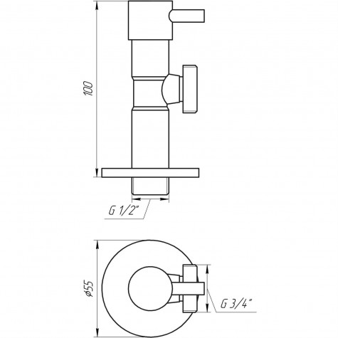 Кран напівобертовий кутовий SOLOMON 1/2″х3/4″ Lazer 7076 (2шт)