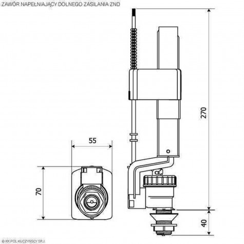 Клапан заповнення K.K.POL ZND/112-3/8″ ABS, нижн. пластик