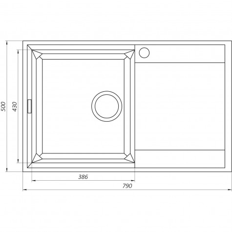 Гранітна мийка Globus Lux KOMO графiт 790х500мм-А0001