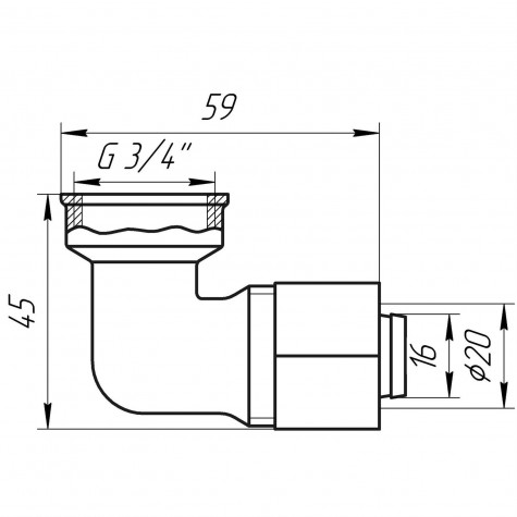 Кутник із внутрішньою різьбою APE ITALY 752 L 3/4″х20