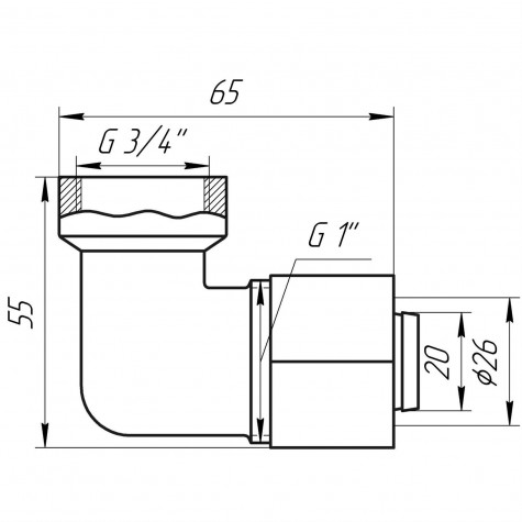 Кутник із внутрішньою різьбою APE ITALY 752 L 3/4″х26