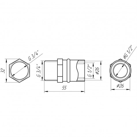 Муфта із зовнішньою різьбою прес APE ITALY AP 101 3/4″х26