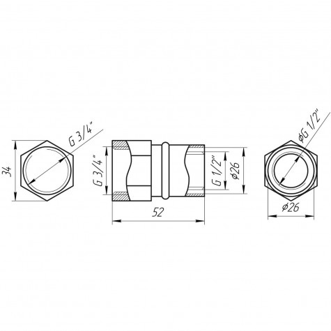 Муфта із внутрішньою різьбою прес APE ITALY AP 102 3/4″х26