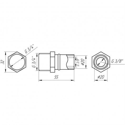 Муфта із зовнішньою різьбою прес APE ITALY AP 101 3/4″х20