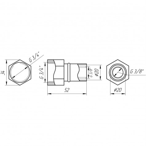 Муфта із внутрішньою різьбою прес APE ITALY AP 102 3/4″х20