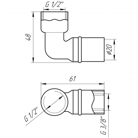 Кутник із внутрішньою різьбою прес APE ITALY AP 152 1/2″х20