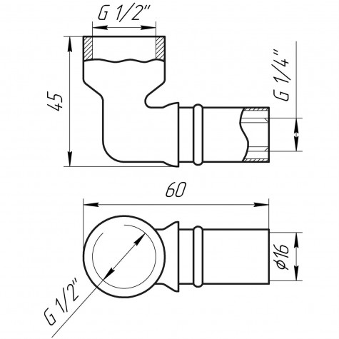 Кутник із внутрішньою різьбою прес APE ITALY AP 152 1/2″х16