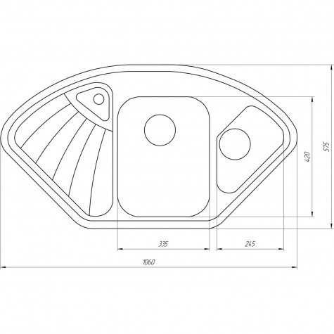 Гранітна мийка Globus Lux AVERNO чорний металік 1060х575мм-А0001