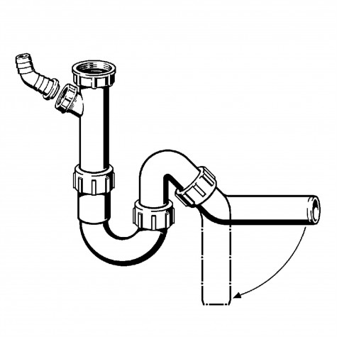 Сифон для раковини VIEGA 1 1/2″ х40 з відведенням, 45° пластик білий трубний б/г 101800