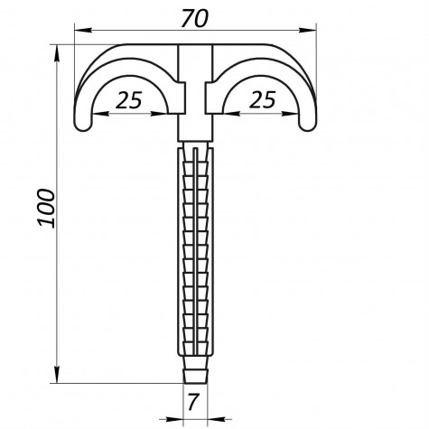 Кріплення-гак забивне підвійне для труби Ø16-25, довжина 100мм, біла (уп.100шт)
