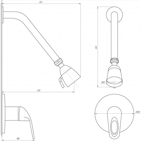 Змішувач для душу Globus Lux SENA GLS-0105S