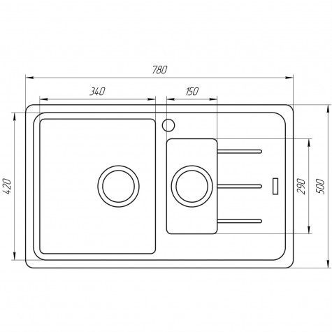 Гранітна мийка Globus Lux IZEO мигдаль780x500мм-А0008