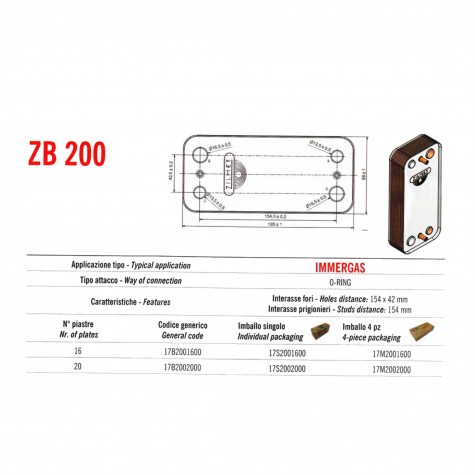 Теплообмінник паяний Zilmet ZB200 20пл. 17B2001400