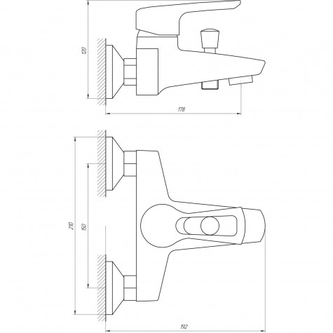 Змішувач для ванни Globus Lux SEVA GLSV-0102