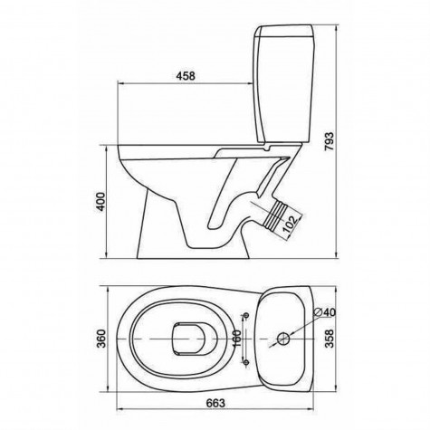 Компакт Cersanit 382 KORAL 031 3/6 з кришкою поліпропілен