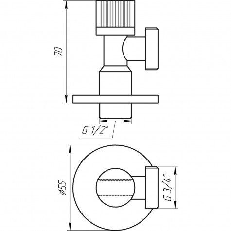 Кран кульовий кутовий SOLOMON 1/2″х3/4″ A7032