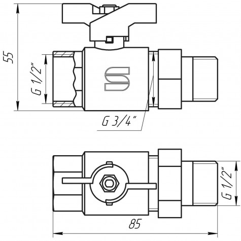 Кран кульовий прямий із американкою SELBA 1/2″ КБ SL1509