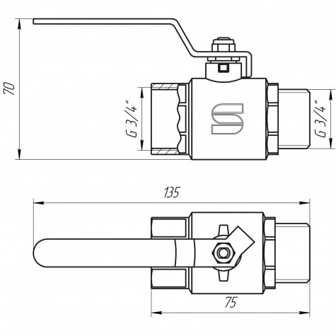 Кран кульовий прямий SELBA 3/4″ ЗВ КР SL1505