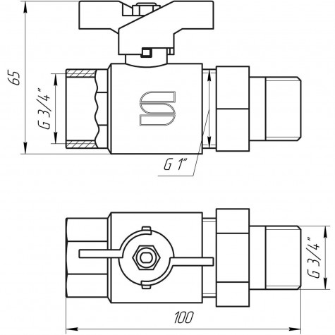 Кран кульовий прямий із американкою SELBA 3/4″ КБ SL1509