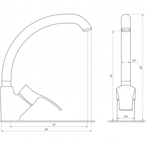 Змішувач для кухні Globus Lux QUEENSLAND GLQU-0103S-BIG ST STEEL